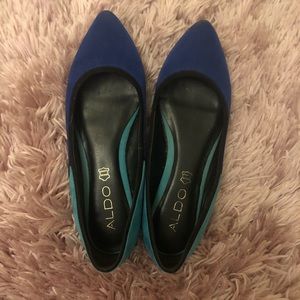 Aldo Blue/Turquoise Colorblock Pointed Flats